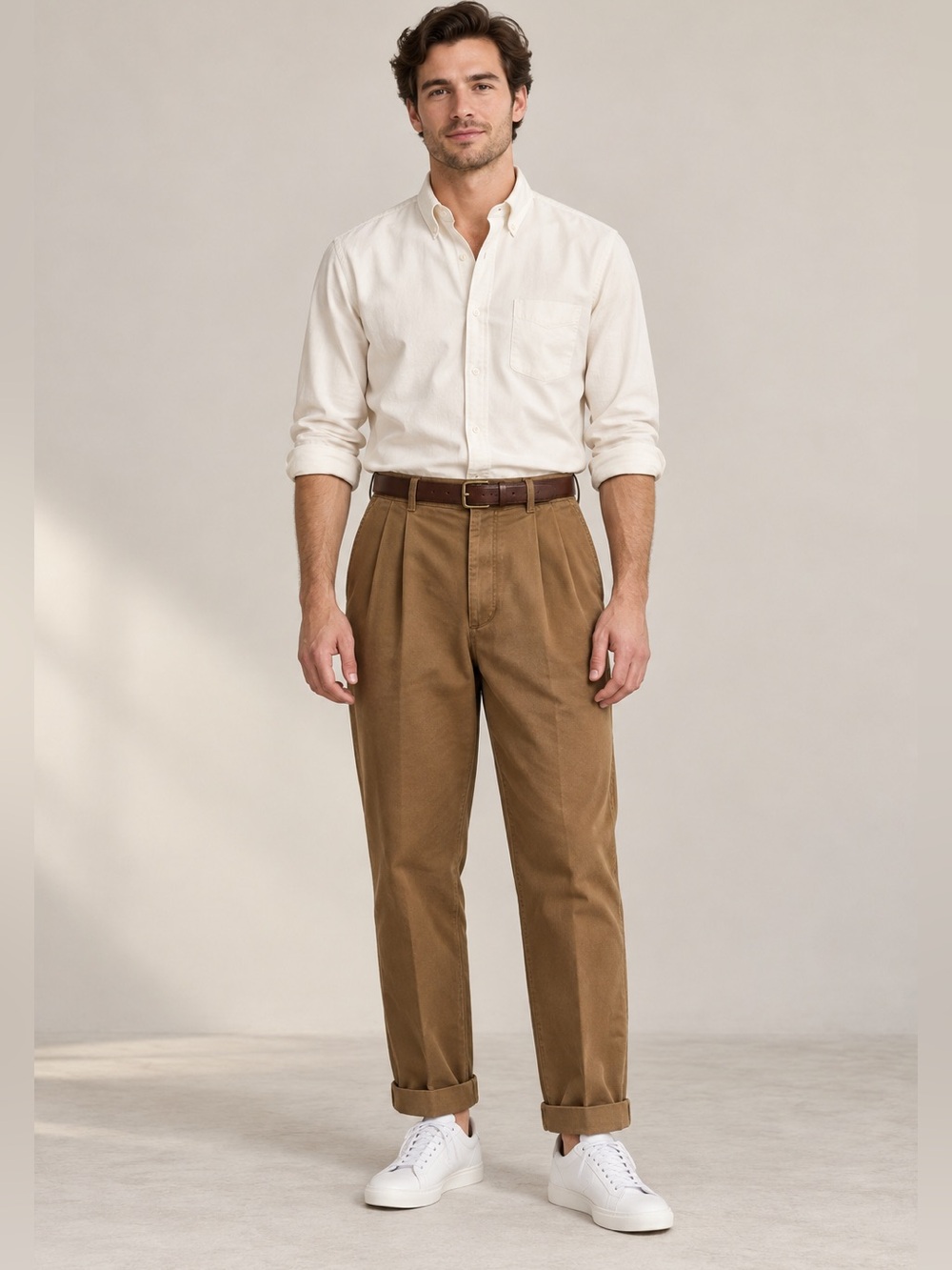 Polo Ralph Lauren Men’s Classic Chino Pants 36x32 Pleated Cuffed Brown